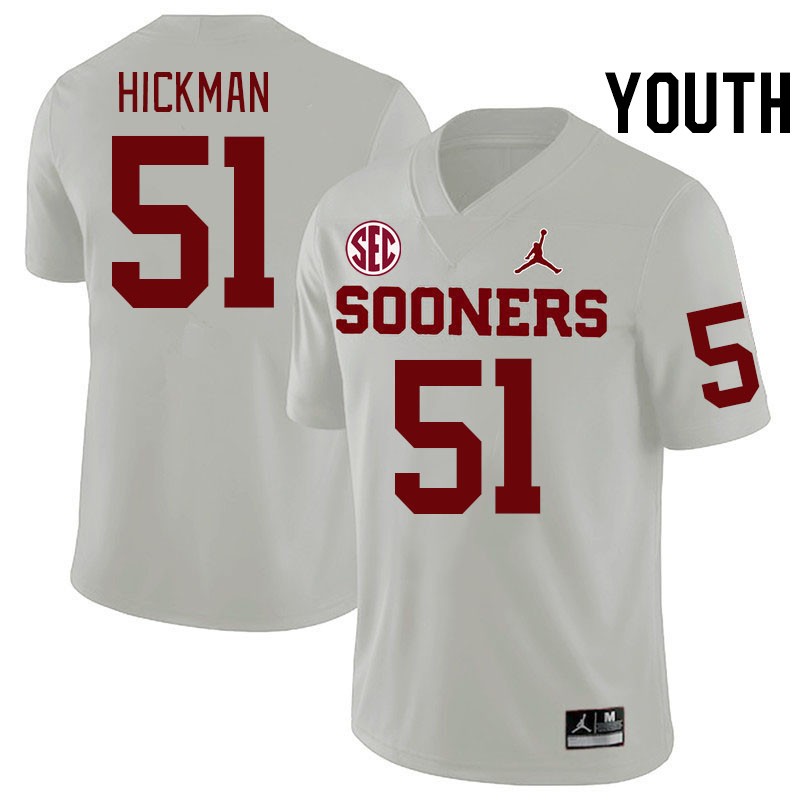 Youth #51 Branson Hickman Oklahoma Sooners 2024 SEC Conference College Football Jerseys-White